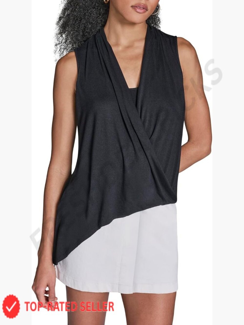 Knit Asymmetrical Faux Wrap Top Chic Minimal Versatile Work to Dinner Wear
